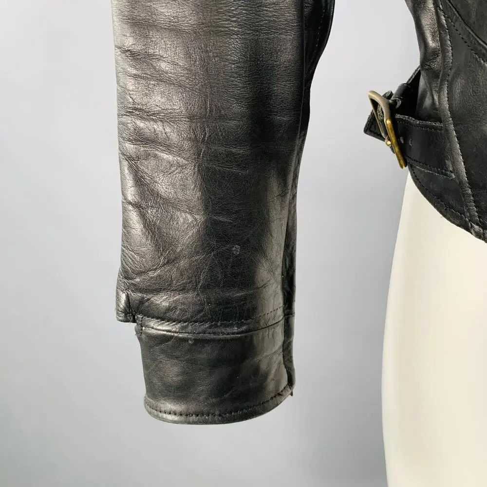 AL'S ATTIRE Size S Black Leather Studs Club Collar Jacket